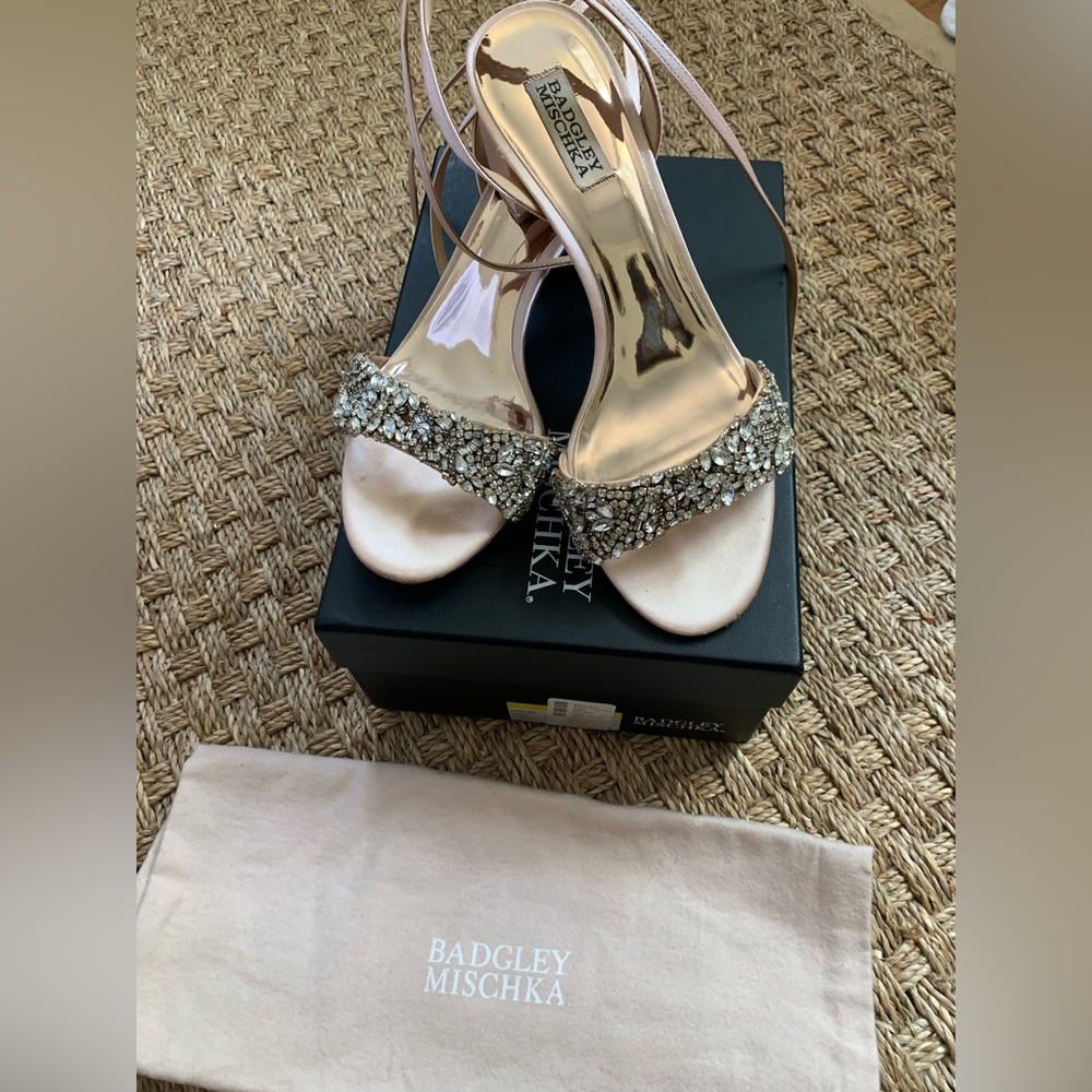 Badgley Mischka Jada Embellished Ankle-Wrap Sandals